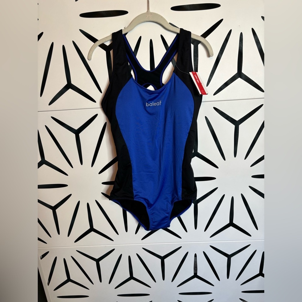 NWT BALEAF Racerback Athletic One-Piece Swimsuit Blue & Black Size XL - Picture 2 of 12